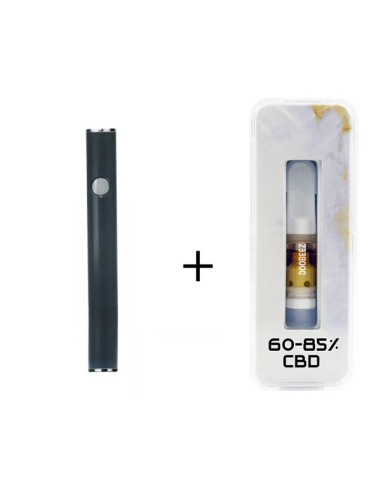 Kit Batterie + Vape pen noir + 1 cartouche DOOBEEZ  au choix - 60 à 85% CBD