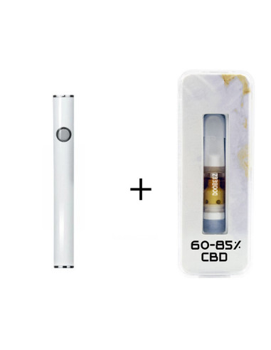 Kit Batterie + Vape pen blanc + 1 cartouche DOOBEEZ  au choix - 60 à 85% CBD