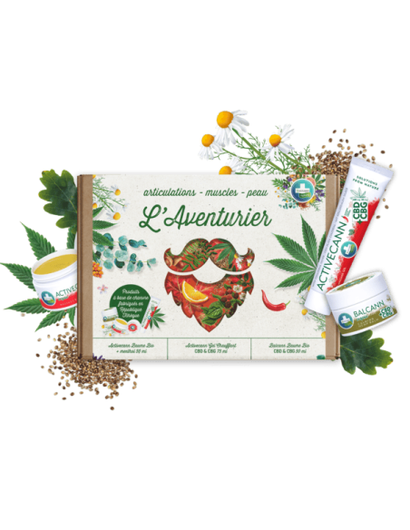Coffret Aventurier Annabis : baumes et gel chauffant bio pour muscles, articulations et peau régénérée.