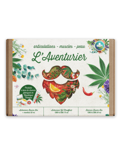 Coffret Aventurier Annabis : baumes et gel chauffant bio pour muscles, articulations et peau régénérée.