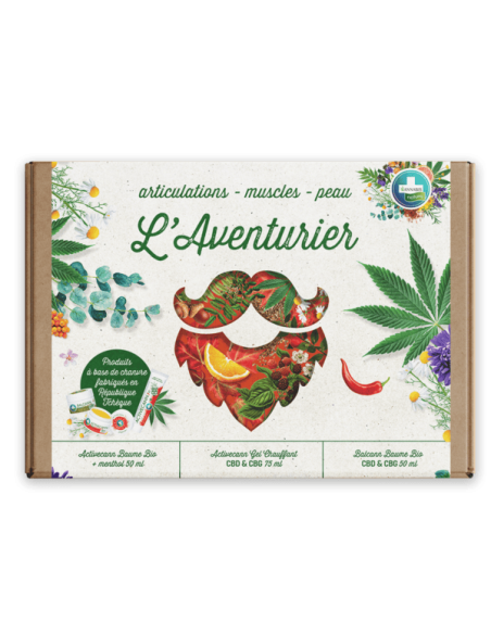 Coffret Aventurier Annabis : baumes et gel chauffant bio pour muscles, articulations et peau régénérée.