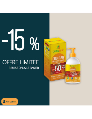 OFFRE -15% - PLANT OF LIFE - Cannasun - Protection solaire 50SPF + CBD + CBG - 150ml